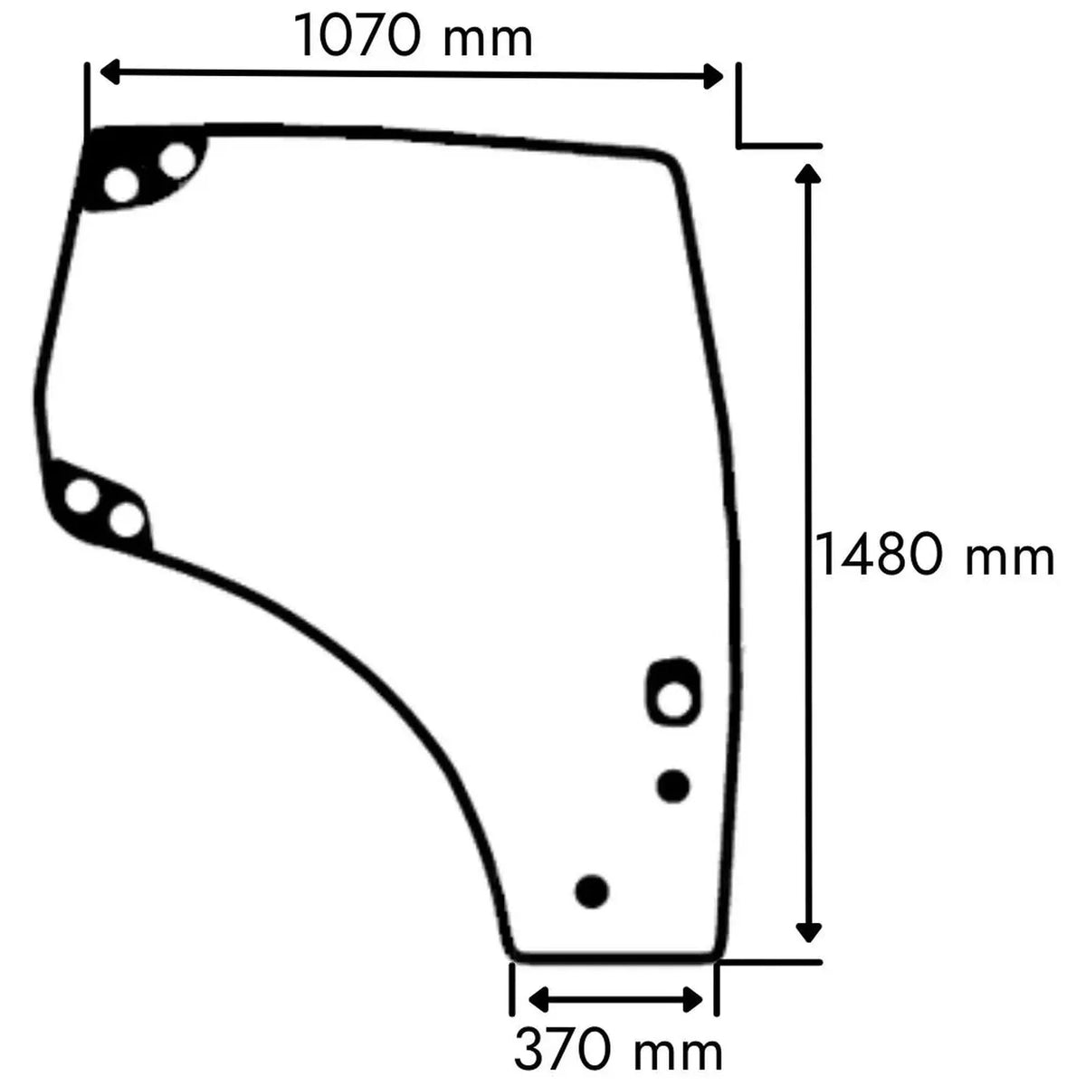 Vitre de porte droite compatible avec les pièces CNH 84280178/87528172/87560790/87560791