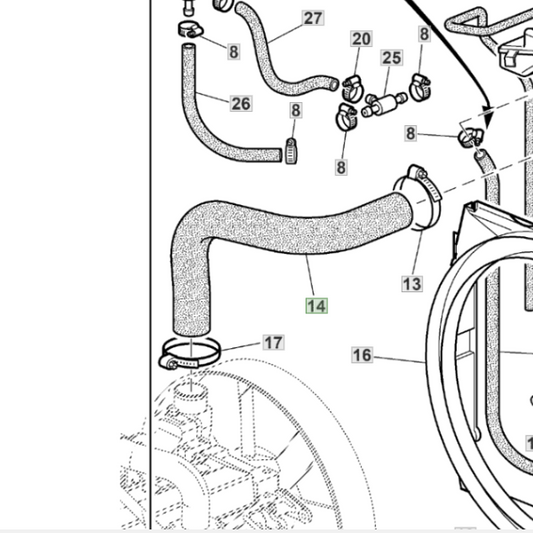 Manguito Radiador a Bloque Compatible John Deere L154872